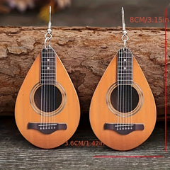 Drop Shape Order Pattern Wooden Earrings Stylish Gift For Men
