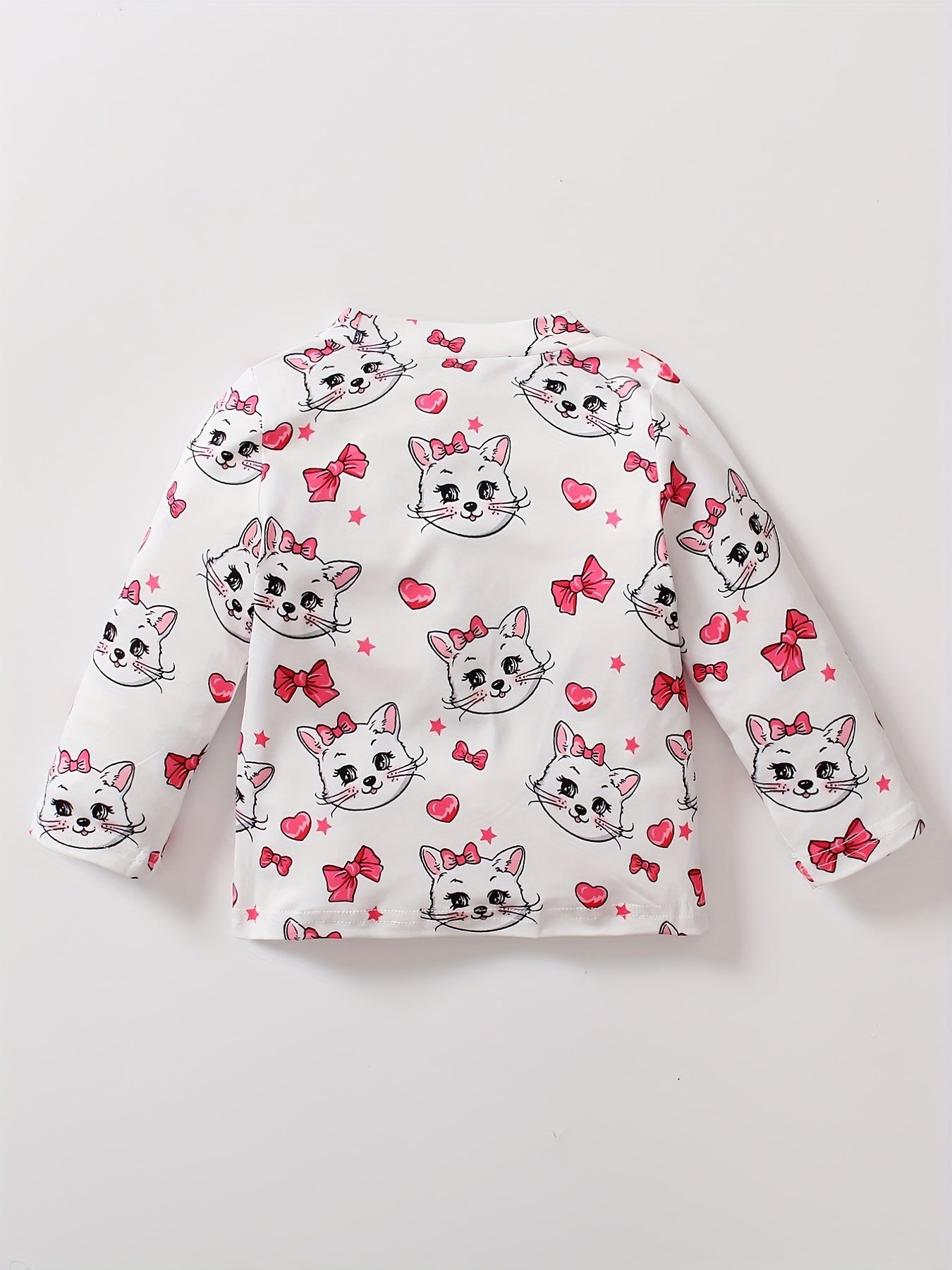 Girls Cat Bow Heart Graphic Sweatshirt Kids Long Sleeve T shirt