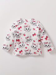 Girls Cat Bow Heart Graphic Sweatshirt Kids Long Sleeve T shirt