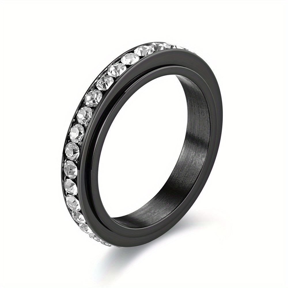 Men's Faux Diamond Ring - Stylish Silver Tone Band