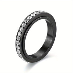 Men's Faux Diamond Ring - Stylish Silver Tone Band