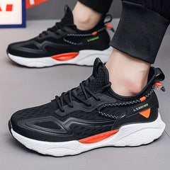  Men's Knit Breathable Running Shoes Lace Up Comfy Soft Sole Sneakers