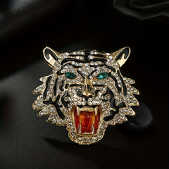 Rhinestone Tiger Head Brooch Men's Party Casual Gift
