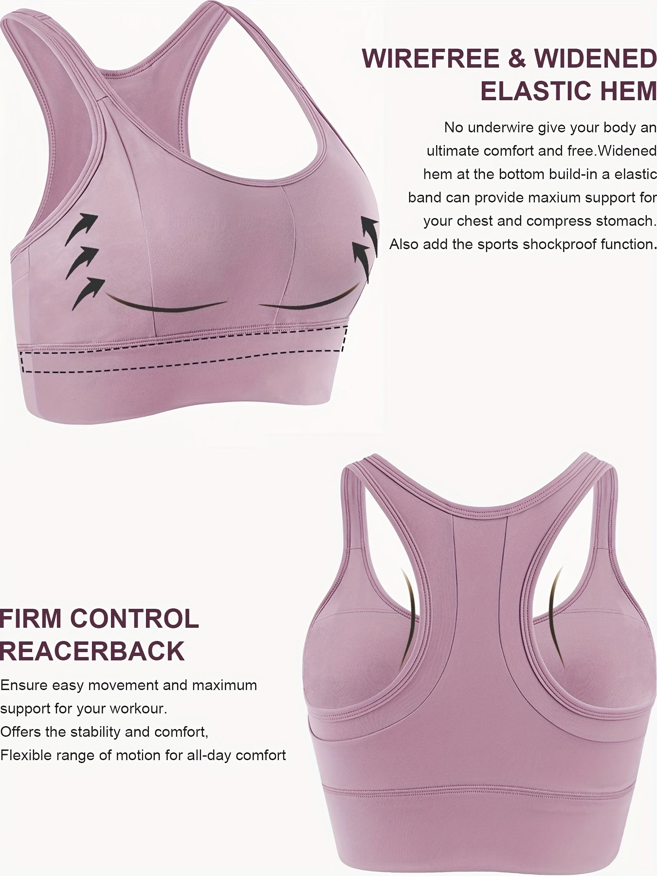 Comfy Racerback Sports Bra High Impact Workout Bra