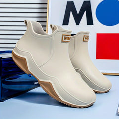 Women's Letter Graphic Rain Boots - Comfortable Ankle Boots