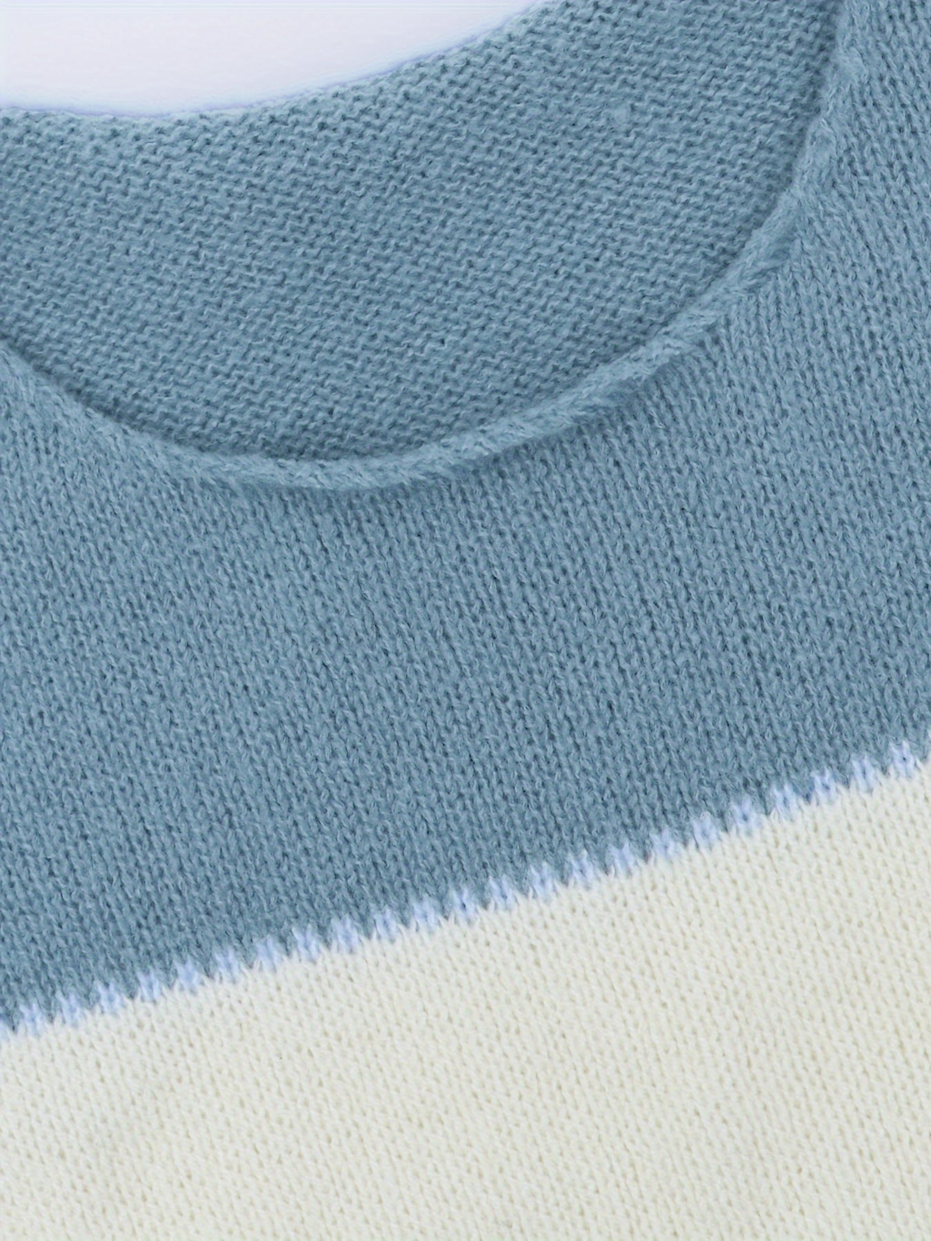  Colorblock Round Neck Stretch Jumper