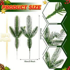 24Pcs Faux Green Pine Needles Cedar Greenery Leaves Garlands Indoor Outdoor