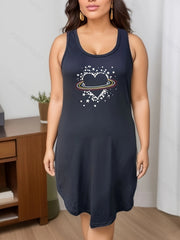  Heart Print Scoop Neck Tank Nightdress