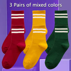 Striped Crew Socks Women's Mid Tube Stockings