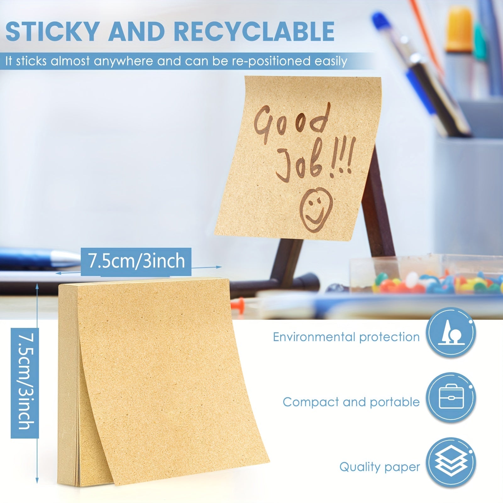 Eagle Sticky Notes 7.62x7.62cm 100 Sheets Pad 4 Pads Kraft Paper