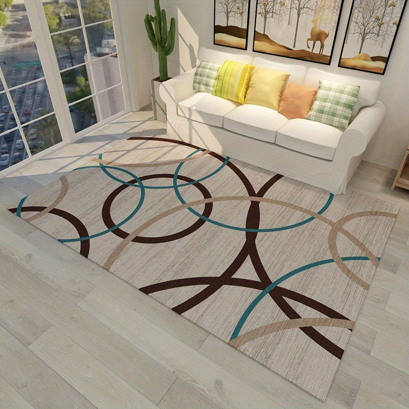 Modern Geometric Area Rug Distressed Design