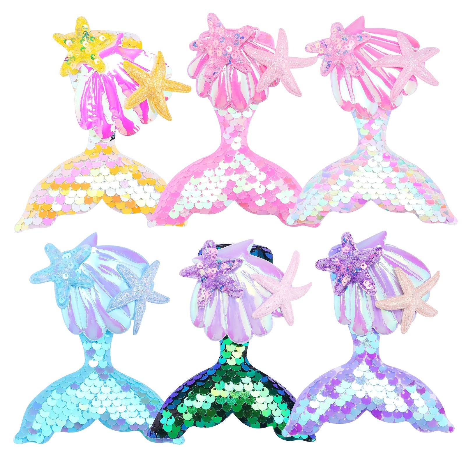 Mermaid Tail Hair Clip Pin Sequins Fish Tail Hairpin Starfish Shell Hair Accesso