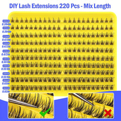 DIY Eyelash Extensions Clusters Natural False Lashes 10-16mm Individual Lashes