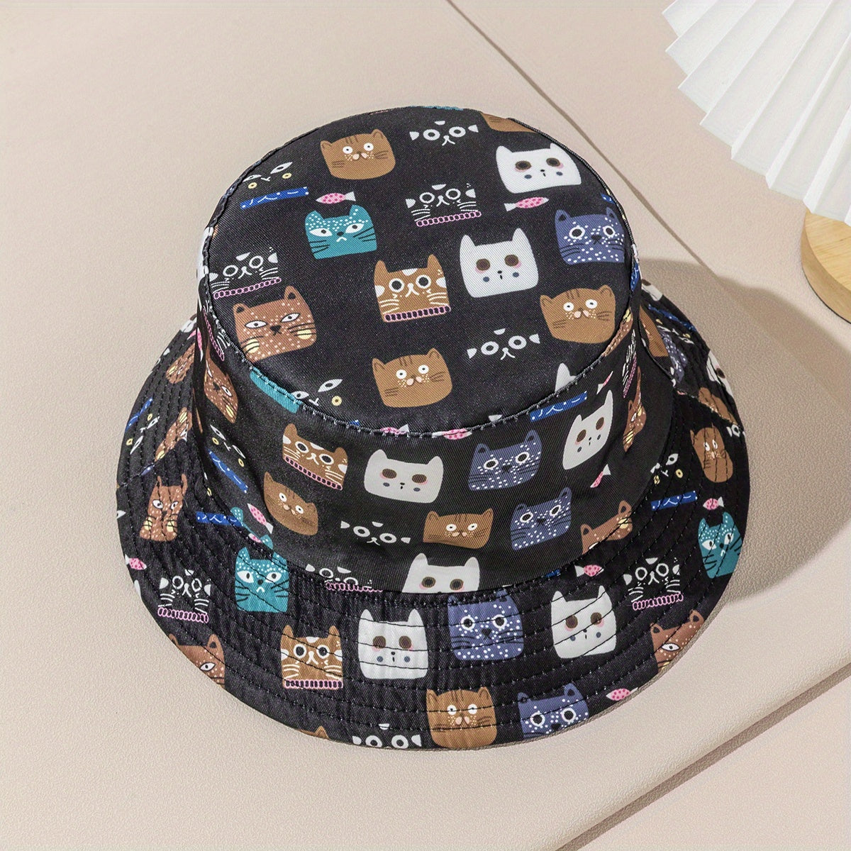 Cat Print Family Bucket Hat Reversible Basin Hat Unisex Fisherman