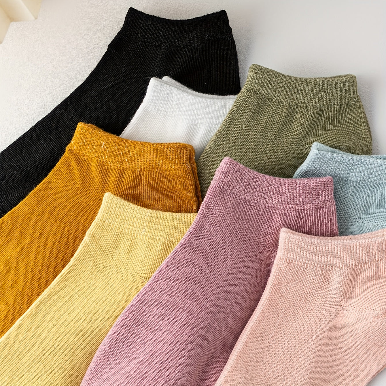8 Pairs Solid Crew Socks Women's Stockings