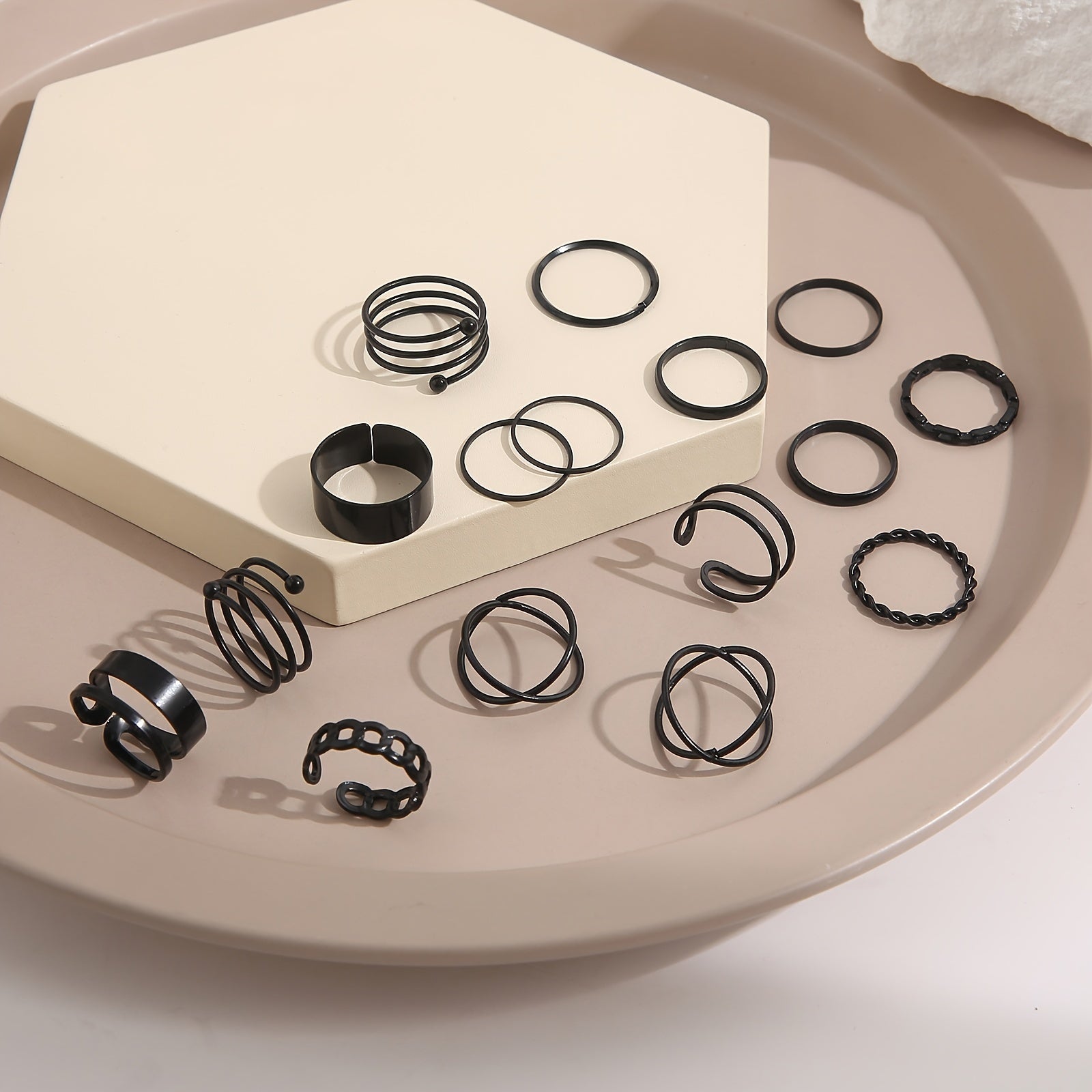 Geometric Surplice Ring Set Women's Jewelry