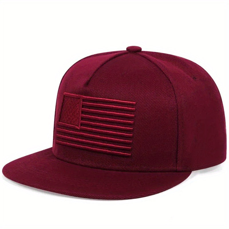 Flag Embroidery Snapback Hat Solid Hip Hop Baseball Cap Unisex