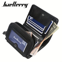 Vintage PU Leather Trifold Wallet Zipper Coin Pocket
