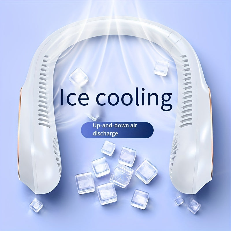 USB Charging Hanging Neck Cooling Fan Digital Display Power Fan