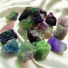 2OZ Natural Rainbow Fluorite Rough Crystals for Healing Stones