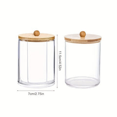 Cotton Pad Holder with Bamboo Lid, Bathroom Storage Box, Dust-proof