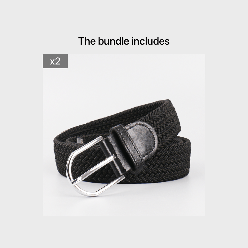 Men's Stretch Woven Braid Belt Canvas Elastic Fabric Woven Stretch Multicolored
