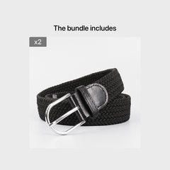 Men's Stretch Woven Braid Belt Canvas Elastic Fabric Woven Stretch Multicolored