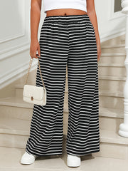 Women's Plus Stripe Print Wide Leg Trousers