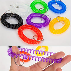 7pcs Wrist Keychain Wristlet Coil Key Chain Spiral Key Ring Bracelet