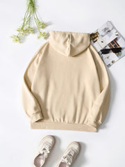 Solid Letter Print Hooded Sweatshirt Women's Clothing