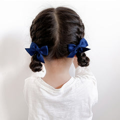 2pcs Girls Fabric Bow Hair Clips Set