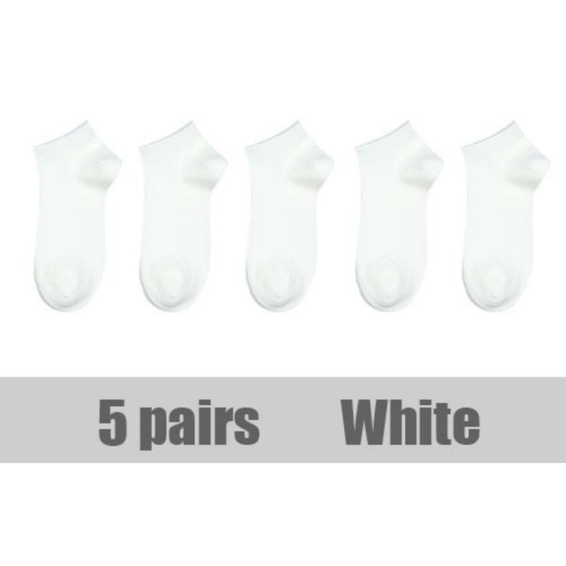 5 Pairs Women's Solid Boat Socks No Show Socks