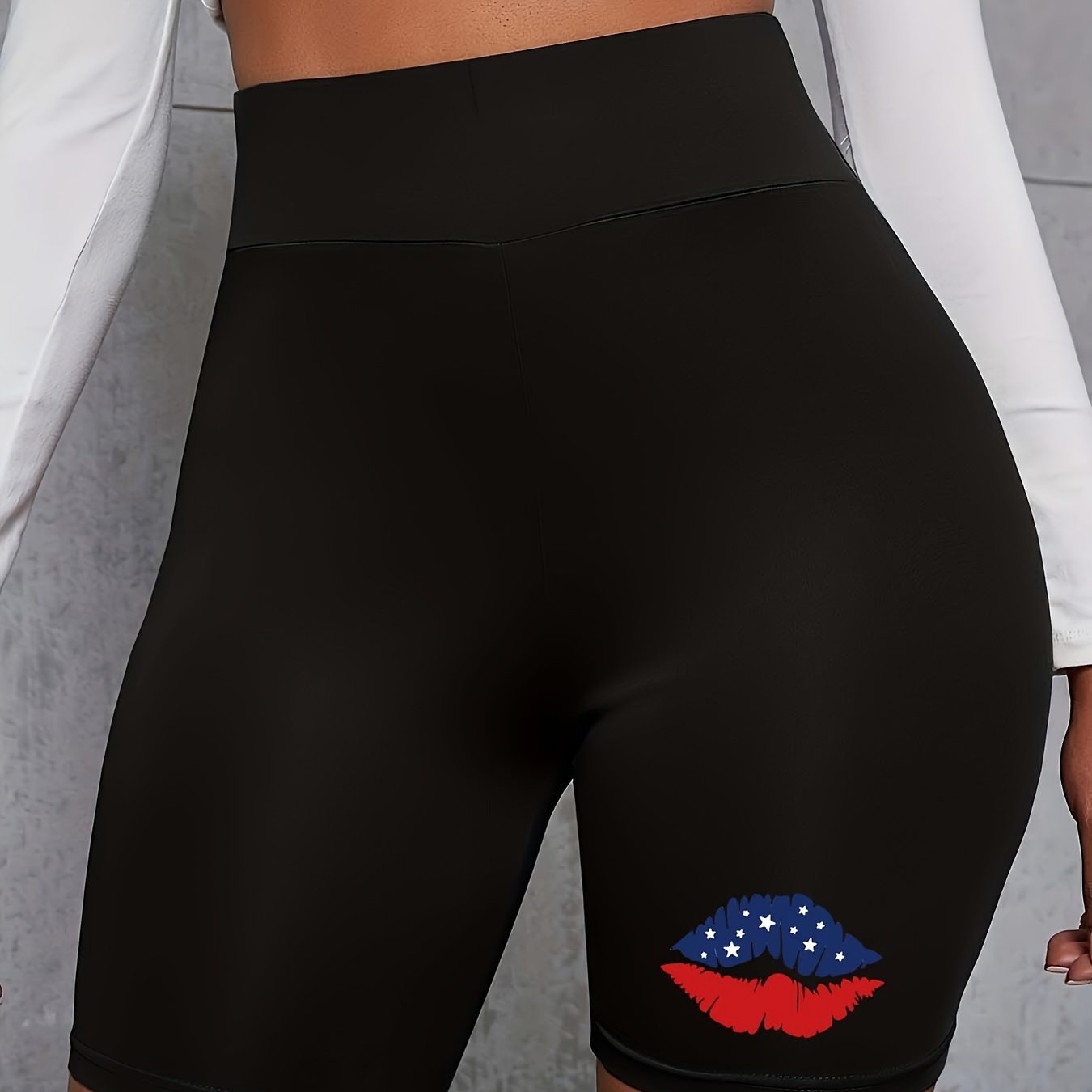  Independence Shorts Women's Plus Letter & Star Print