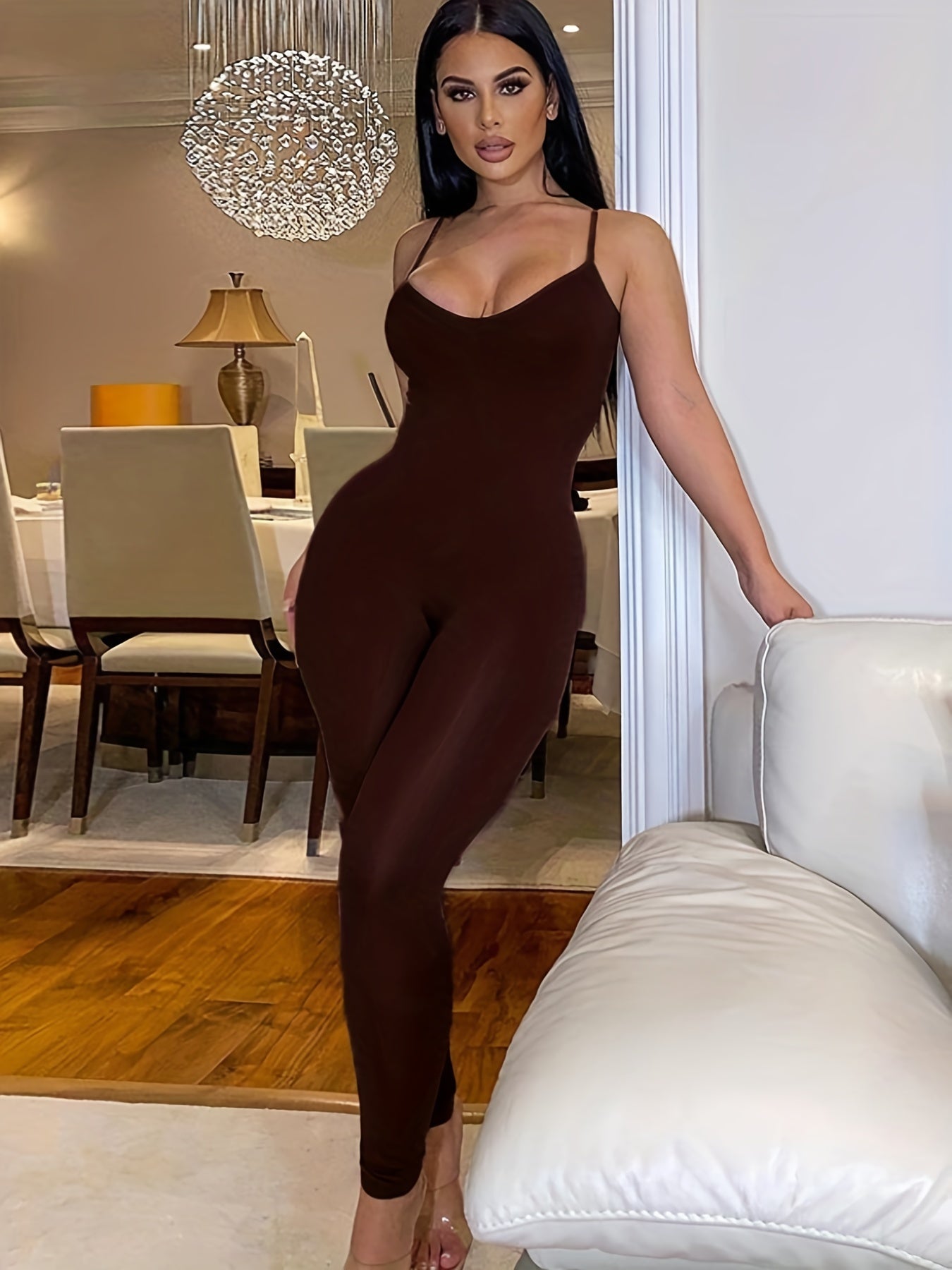 Sexy Spaghetti Bodycon Jumpsuit Sleeveless Workout Summer Jumpsuit Women