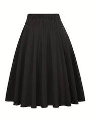  Casual Skirt Solid Elastic Bow Knot A-line Belted Skirt