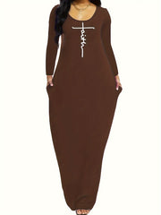  Casual Dress Women's Plus Letter Print Maxi Dress