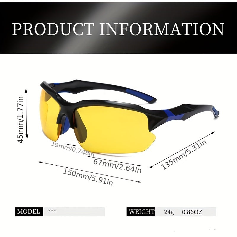 Men's Yellow Lens Night Vision Glasses for Cycling Golf Fishing Running