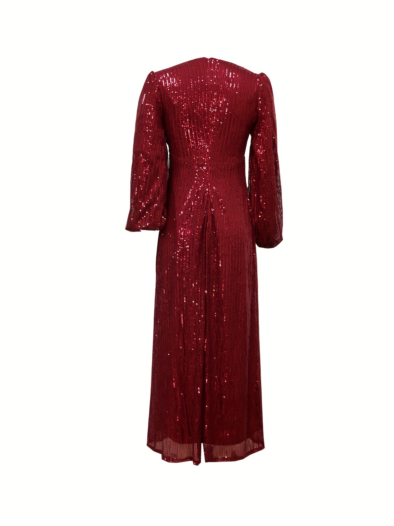 Sequined V Neck Long Sleeve Dress for Wedding Party