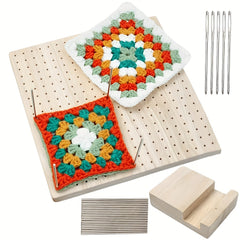 27pcs Wooden Crochet Blocking Board with Pins & Needle Set for Knit