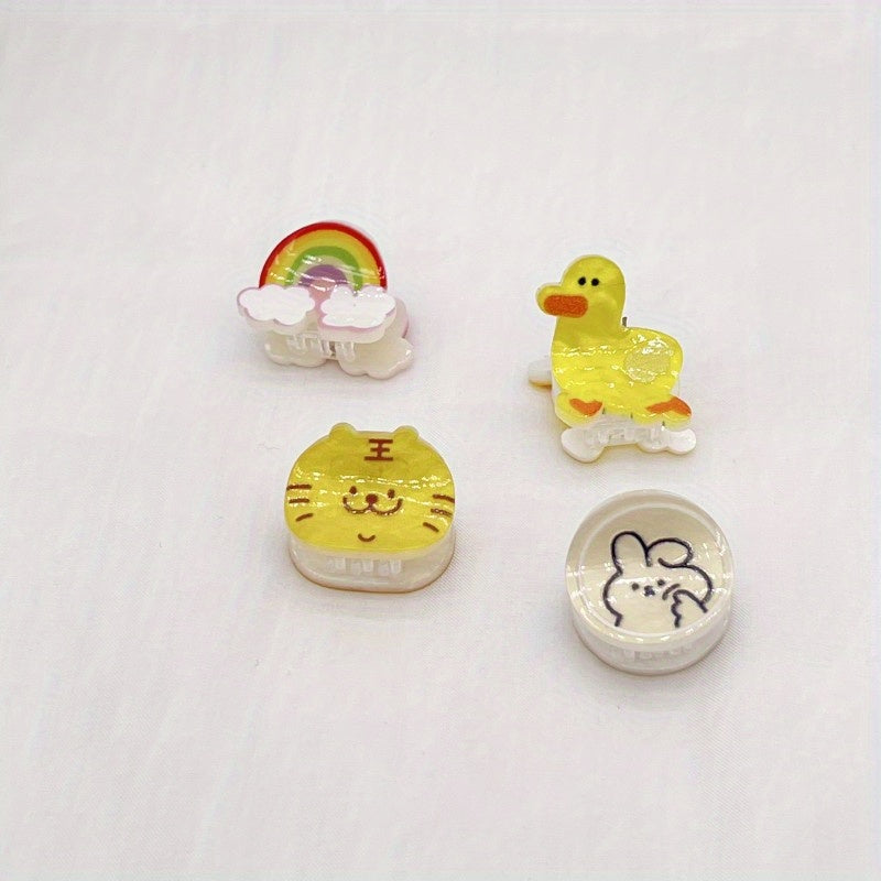 4pcs Small Hair Clips Animal Strawberry Rainbow Cloud Mini Clip