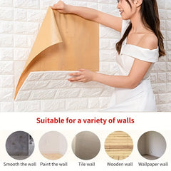 2pcs 3D Wall Stickers Soft Bricks Self-adhesive Waterproof Room Decor