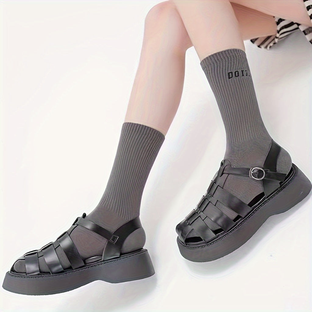 5 Pairs Letter Print Socks Women's Sports Stockings