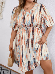 Casual Dress Women's Plus V Neck Short Sleeve Dress