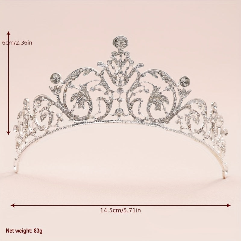 Baroque Style Rhinestone Crown Tiara Wedding Bridal Hair Accessory
