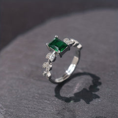 Square Green Zircon Adjustable Ring Hand Jewelry for Men