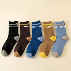 5 Pairs Geometric Pattern Socks Soft Mid Tube Stockings