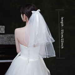 Bridal Veil with Bow Detail Long Satin Ribbon for Weddings