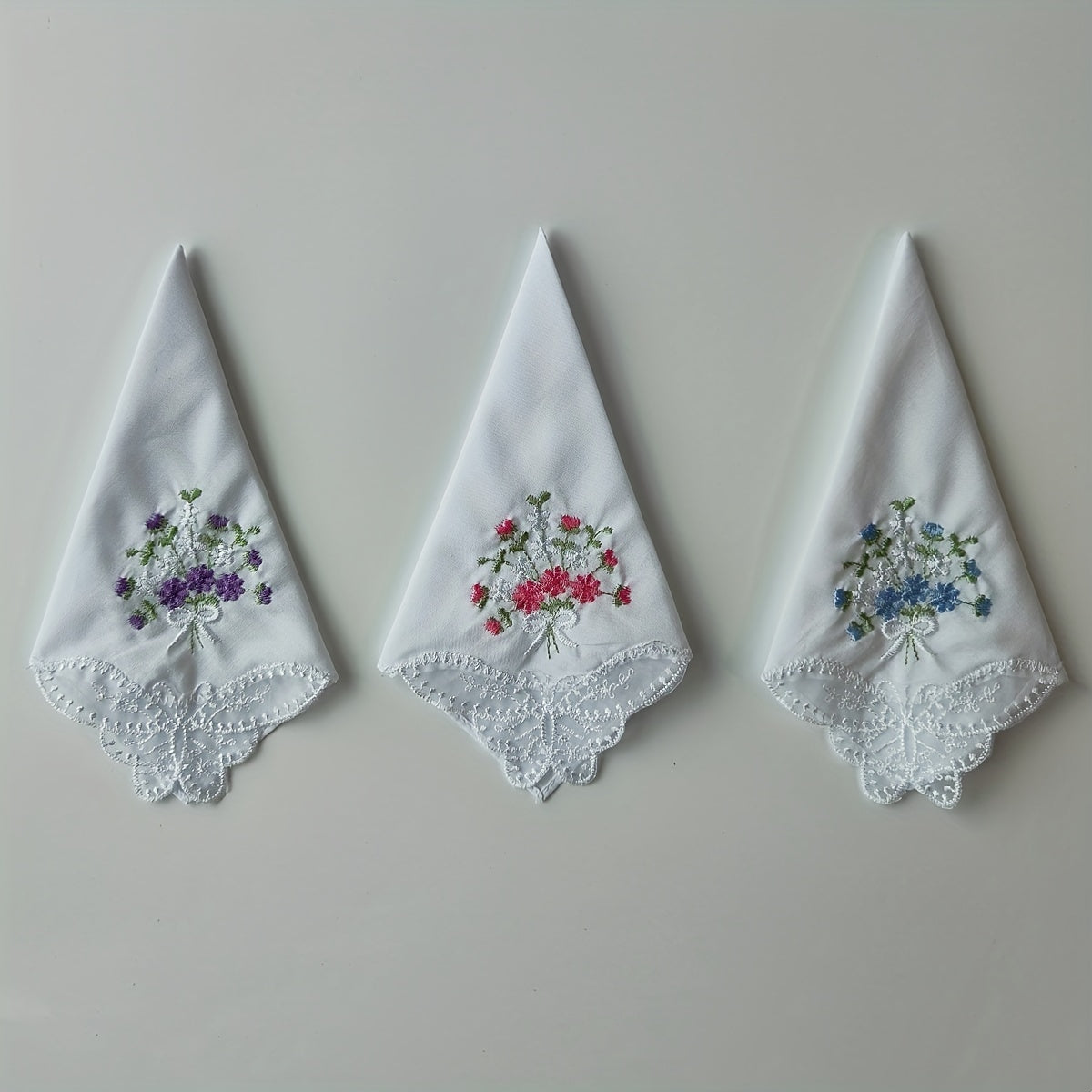 6PCS Butterfly Lace Embroidered Handkerchief Hankies Wedding Supplies