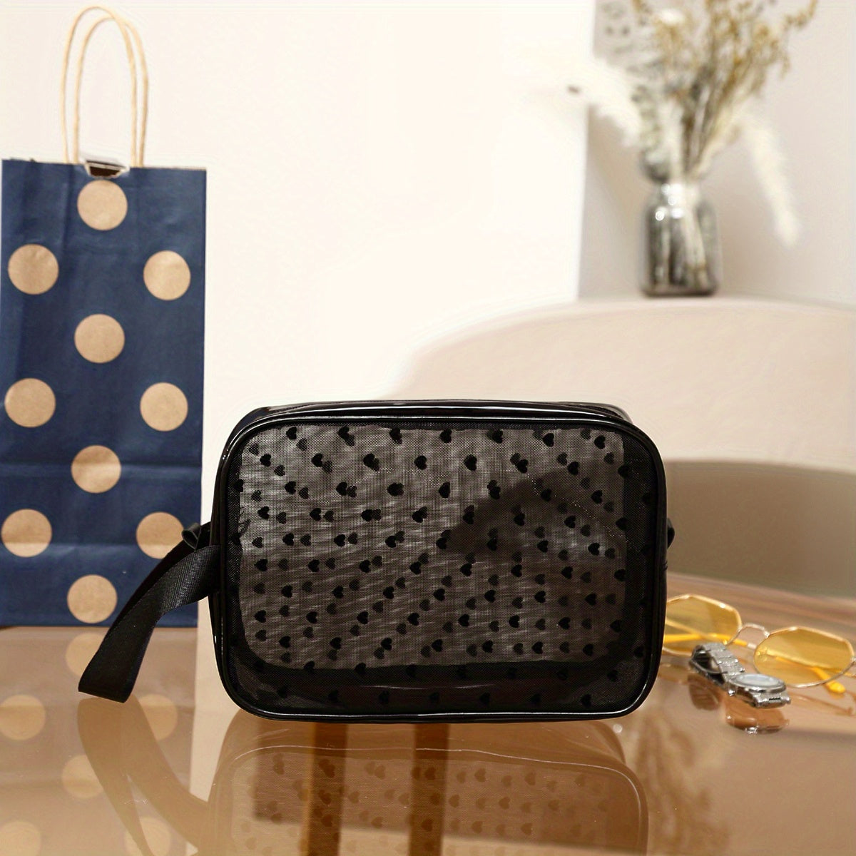 Portable Storage Bag Mesh Large Capacity Plastic Makeup Bag