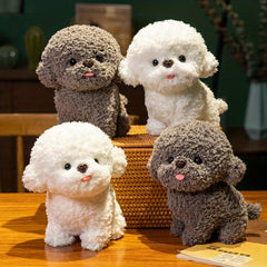 Realistic Bichon Frise Dog Plush Toy - Soft Gray Faux Fur - Perfect Gift